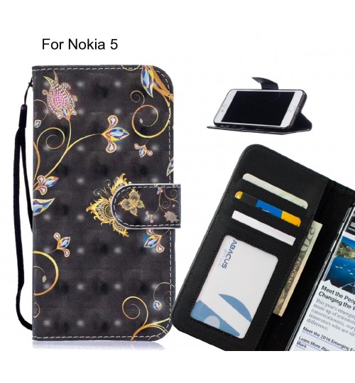 Nokia 5 Case Leather Wallet Case 3D Pattern Printed