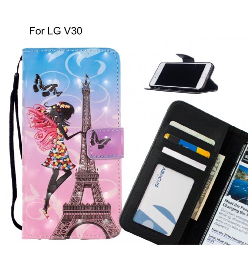 LG V30 Case Leather Wallet Case 3D Pattern Printed