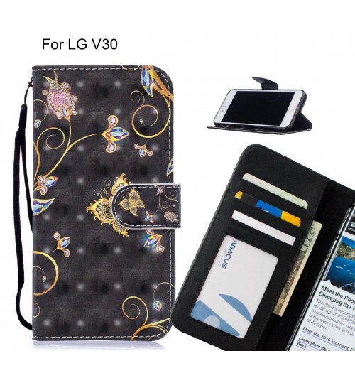 LG V30 Case Leather Wallet Case 3D Pattern Printed