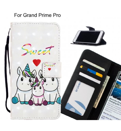 Grand Prime Pro Case Leather Wallet Case 3D Pattern Printed