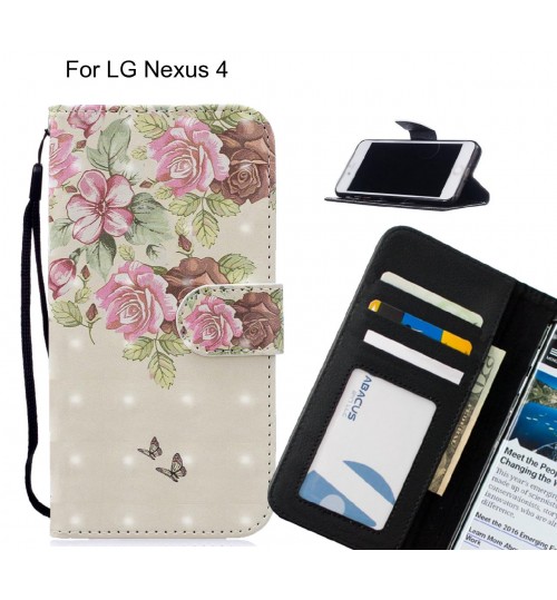 LG Nexus 4 Case Leather Wallet Case 3D Pattern Printed