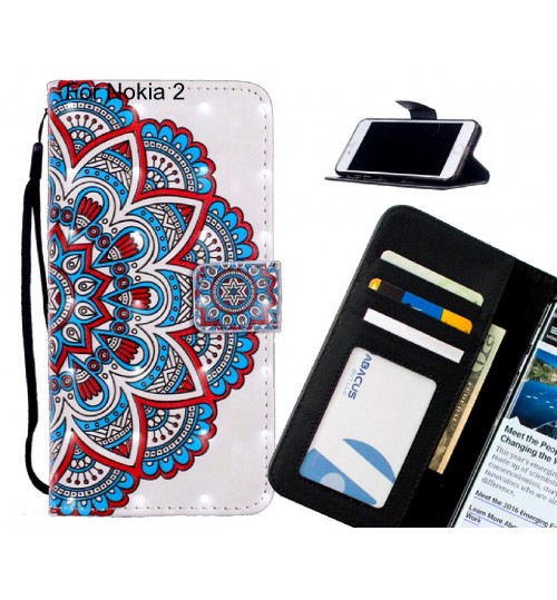 Nokia 2 Case Leather Wallet Case 3D Pattern Printed