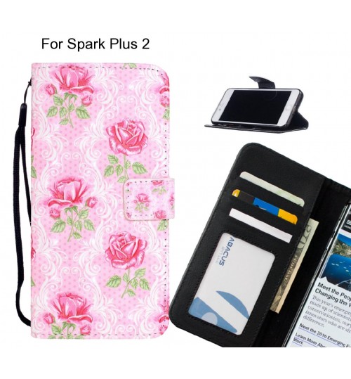 Spark Plus 2 Case Leather Wallet Case 3D Pattern Printed