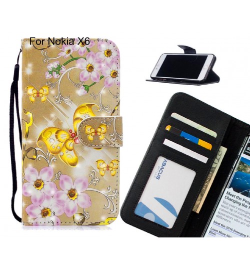 Nokia X6 Case Leather Wallet Case 3D Pattern Printed