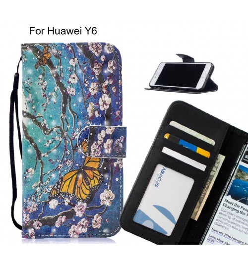 Huawei Y6 Case Leather Wallet Case 3D Pattern Printed