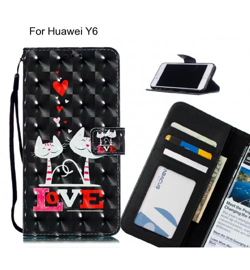 Huawei Y6 Case Leather Wallet Case 3D Pattern Printed