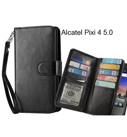Alcatel Pixi 4 5.0 case Double Wallet leather case 9 Card Slots