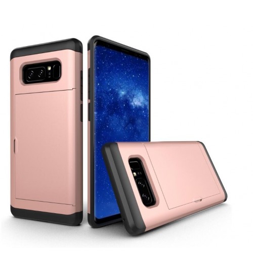 Galaxy note 8 impact proof hybrid case card holder