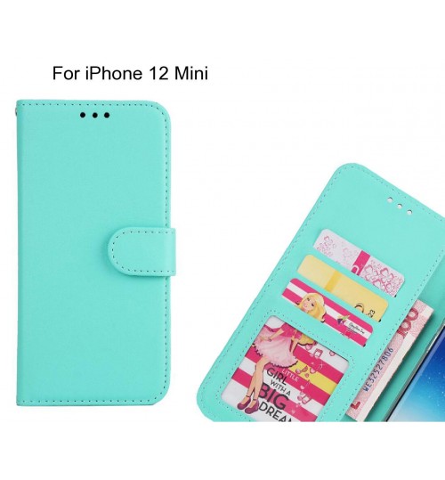 Iphone 12 Mini  Case Magnetic Flip Leather Wallet Case - Green