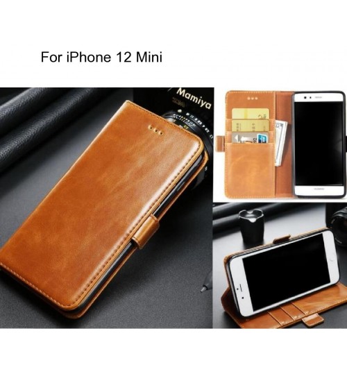 Iphone 12 Mini Case Executive Leather Wallet Case - Light Brown