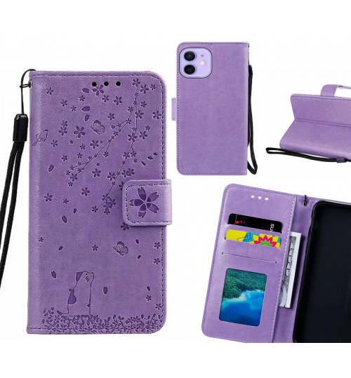 Iphone 12 Mini Case Embossed Wallet Leather Case - Purple
