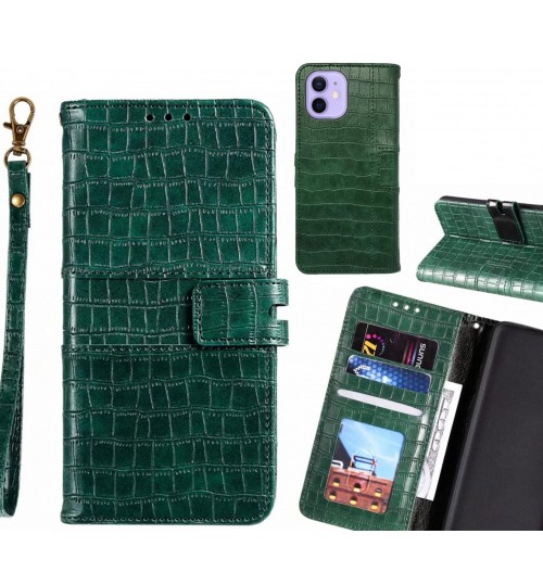 Iphone 12 Mini Case Croco Wallet Leather Case - Green