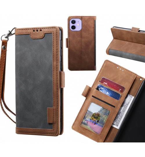 Iphone 12 Mini Case Wallet Denim Leather Case Cover - Grey