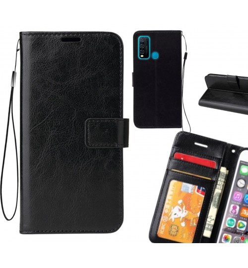 Vivo Y30 Case Fine Leather Wallet Case - Black
