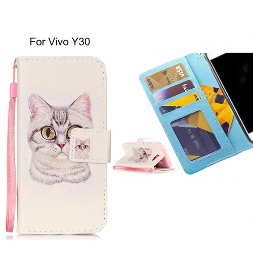 Vivo Y30 case 3 card leather wallet case printed ID