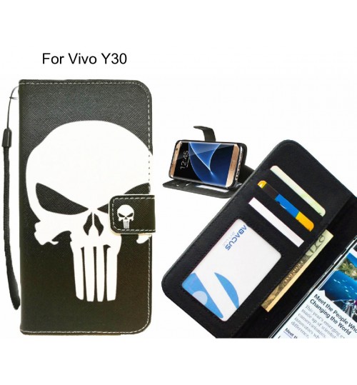 Vivo Y30 case 3 card leather wallet case printed ID