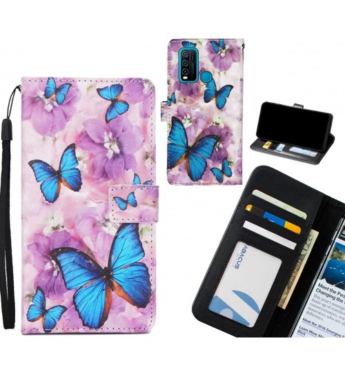 Vivo Y30 case 3 card leather wallet case printed ID