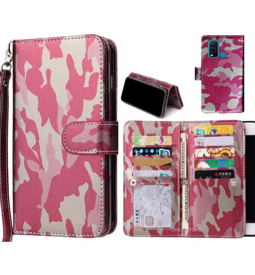 Vivo Y30 Case Camouflage Wallet Leather Case - Pink