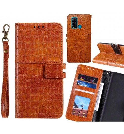 Vivo Y30 case croco wallet Leather case