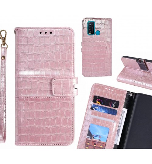 Vivo Y30 case croco wallet Leather case