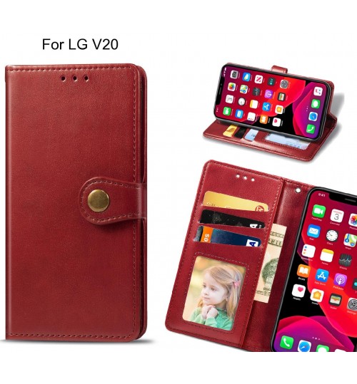 Lg V20 Case Premium Leather Id Wallet Case - Red