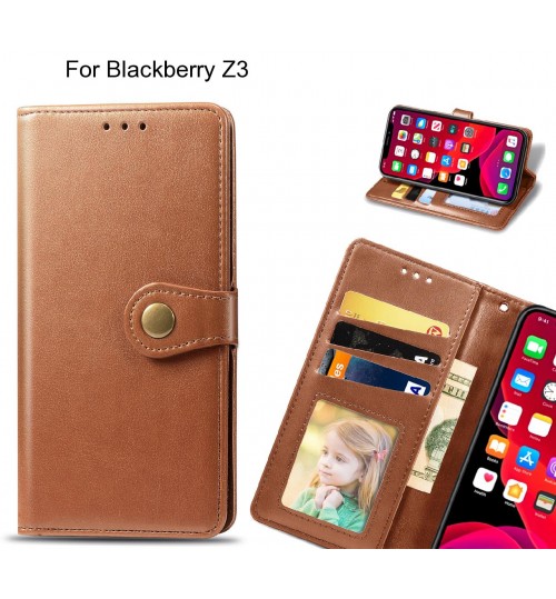 Blackberry Z3 Case Premium Leather Id Wallet Case - Brown