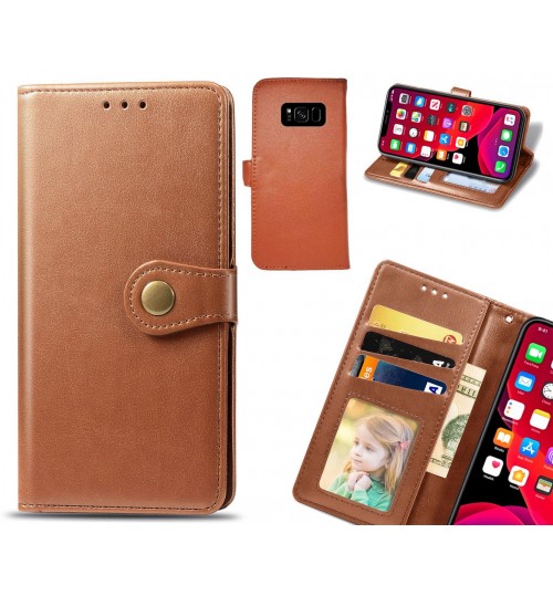 Galaxy S8 Plus Case Premium Leather Id Wallet Case - Brown