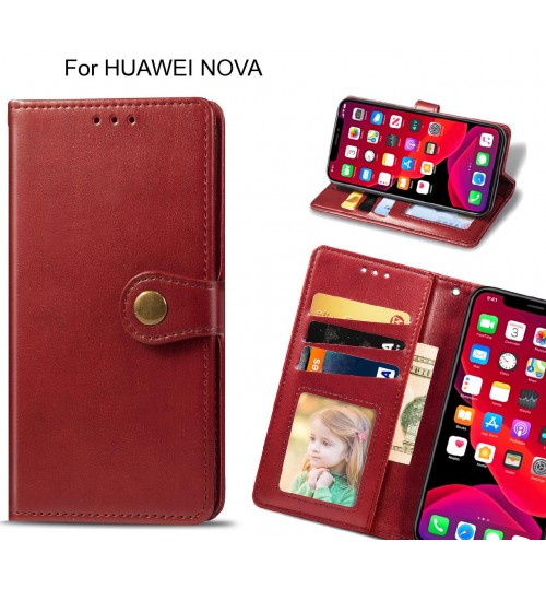 Huawei Nova Case Premium Leather Id Wallet Case - Red