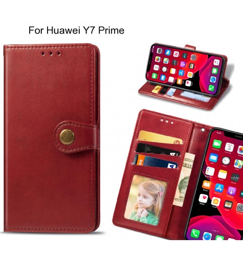 Huawei Y7 Prime Case Premium Leather Id Wallet Case - Red