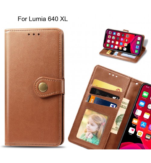 Lumia 640 Xl Case Premium Leather Id Wallet Case - Brown