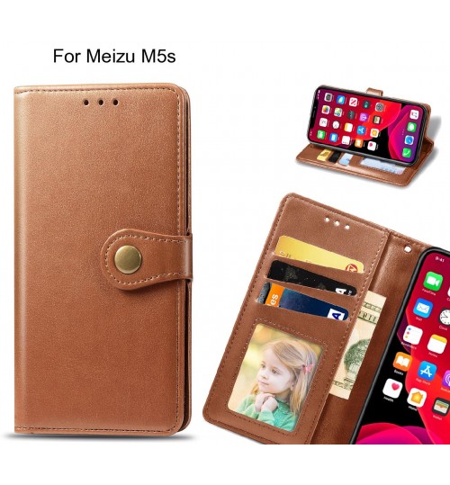 Meizu M5s Case Premium Leather Id Wallet Case - Brown