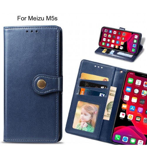 Meizu M5s Case Premium Leather Id Wallet Case - Blue
