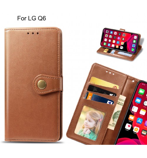 Lg Q6 Case Premium Leather Id Wallet Case - Brown