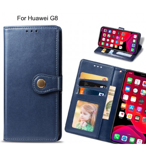 Huawei G8 Case Premium Leather Id Wallet Case - Blue