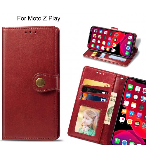 Moto Z Play Case Premium Leather ID Wallet Case