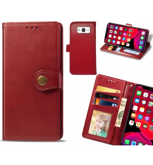Galaxy J5 Case Premium Leather Id Wallet Case - Red