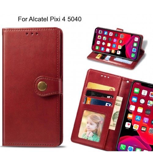 Alcatel Pixi 4 5040 Case Premium Leather Id Wallet Case - Red