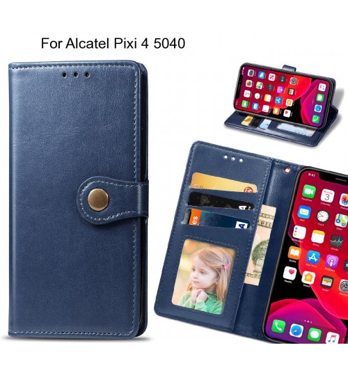 Alcatel Pixi 4 5040 Case Premium Leather Id Wallet Case - Blue