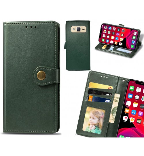 Galaxy J2 Case Premium Leather Id Wallet Case - Green