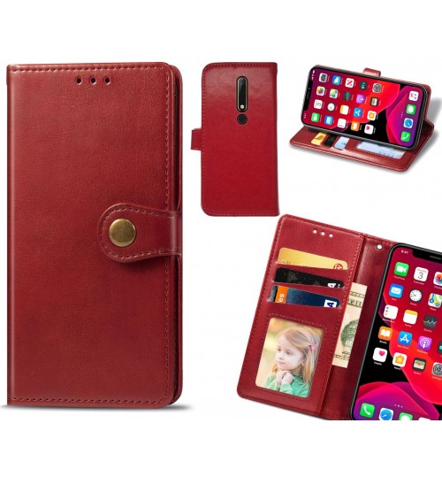 Nokia 6.1 Case Premium Leather ID Wallet Case