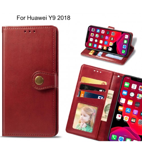Huawei Y9 2018 Case Premium Leather Id Wallet Case - Red