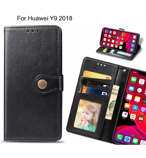 Huawei Y9 2018 Case Premium Leather Id Wallet Case - Black