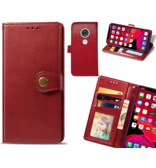 Moto G7 Case Premium Leather Id Wallet Case - Red