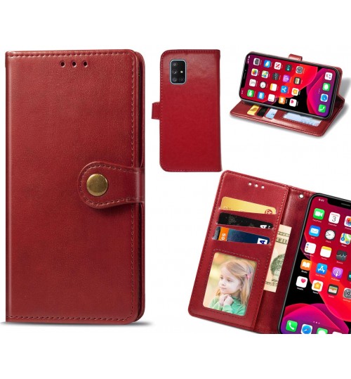 Galaxy A71 Case Premium Leather Id Wallet Case - Red