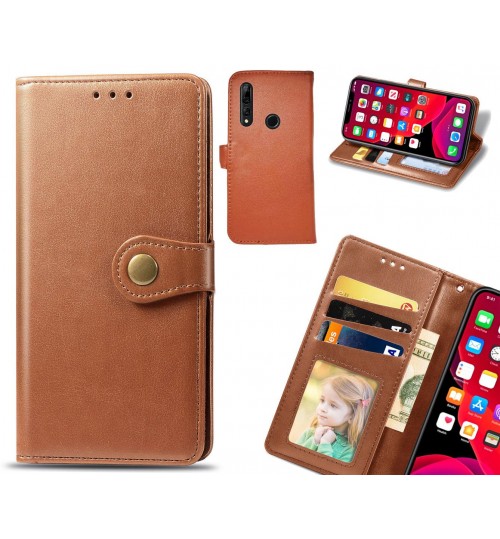 Huawei Y9 Prime 2019 Case Premium Leather Id Wallet Case - Brown