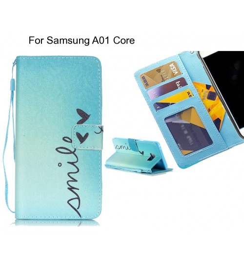 Samsung A01 Core case 3 card leather wallet case printed ID