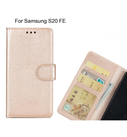 Samsung S20 Fe  Case Magnetic Flip Leather Wallet Case - Gold