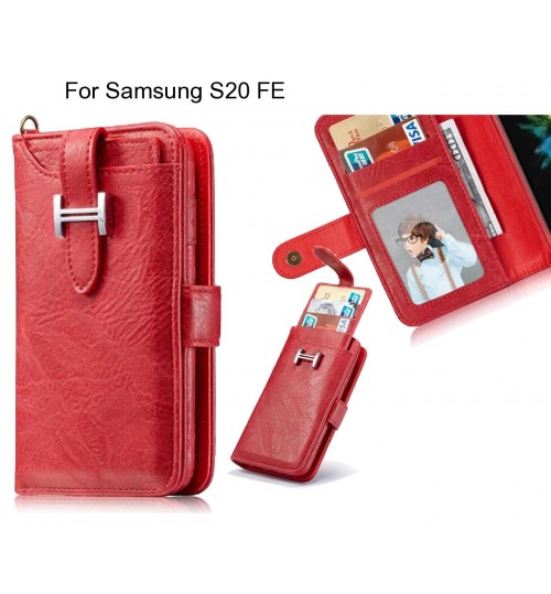 Samsung S20 Fe Case Retro Leather Case Multi Cards Cash Pocket - Red
