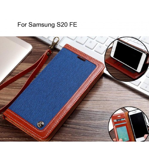 Samsung S20 Fe Case Wallet Denim Leather Case - Blue