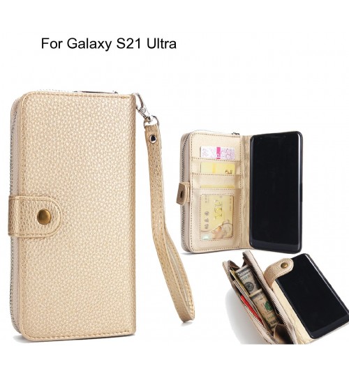 Galaxy S21 Ultra Case Coin Wallet Case Full Wallet Leather Case - Gold